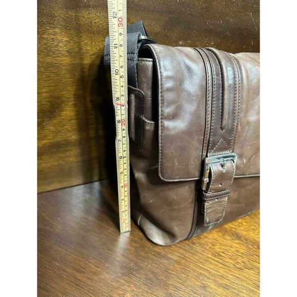 Fossil Brown Leather Crossbody Messenger Laptop Bag Academia Twee Neutral Grunge - Picture 8 of 16